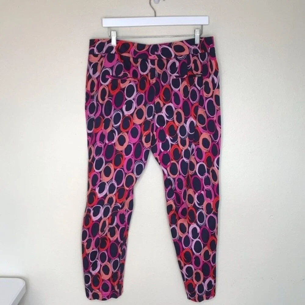 Pappagallo Navy Geometric Funky Circle Scalloped Hem Ankle Pants Women Size 12